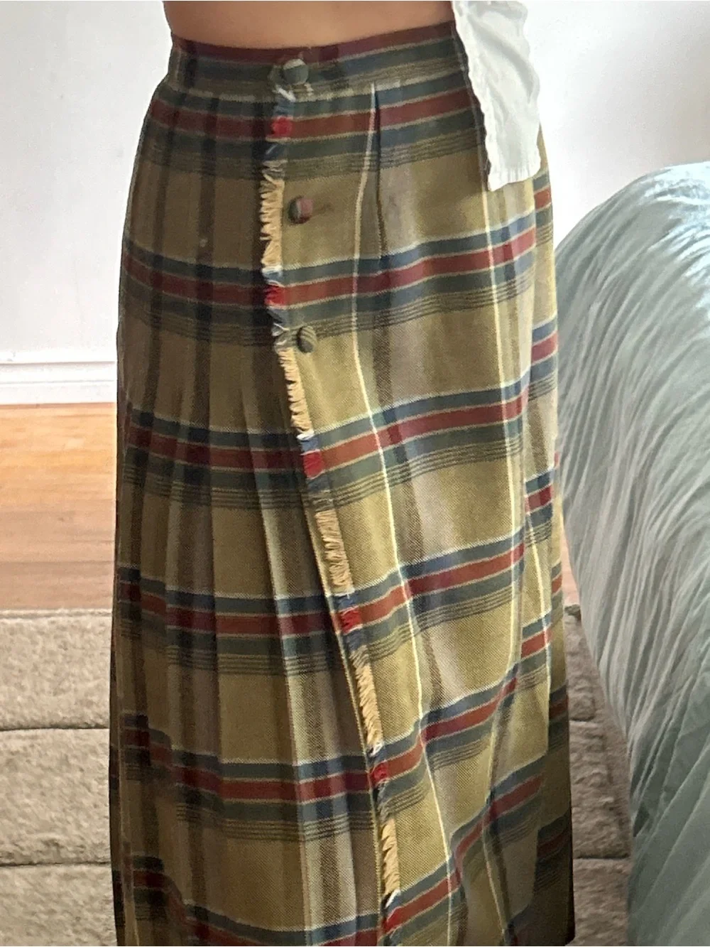 VINTAGE plaid wool skirt - Picture 1 of 6